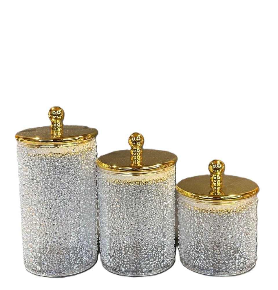 3 Pc Luxury Jar Set - White