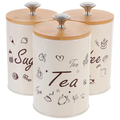 Metallic Airtight Jar Set With Wooden Lid
