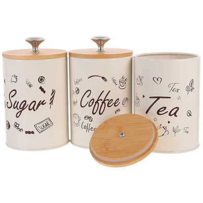 Metallic Airtight Jar Set With Wooden Lid