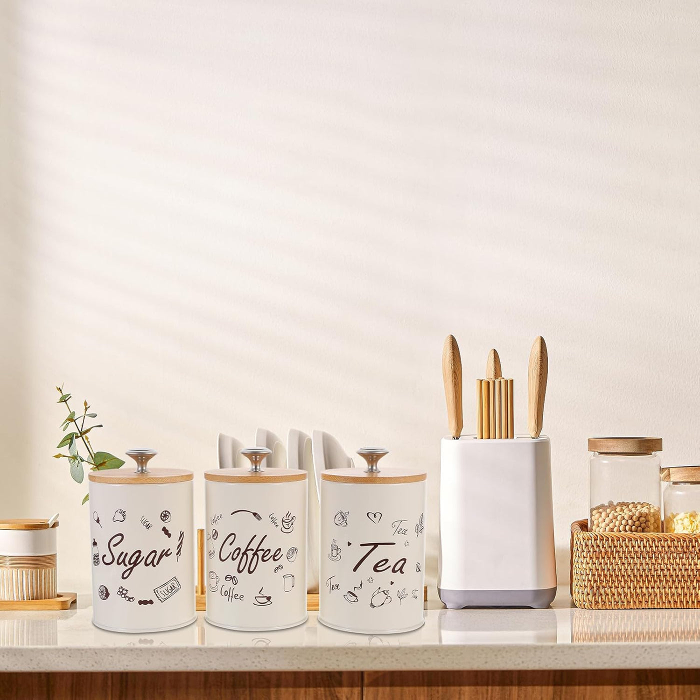 Metallic Airtight Jar Set With Wooden Lid
