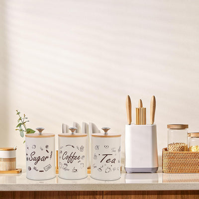Metallic Airtight Jar Set With Wooden Lid