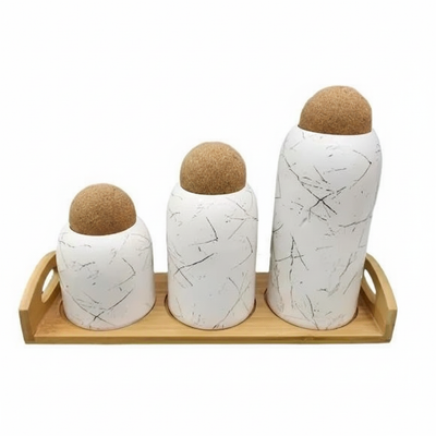 Ceramic Jars With Wooden Ball