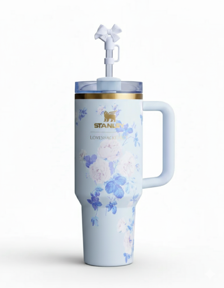The Stanley x LoveShackFancy Quencher | 40 OZ | EVERBLOOMING ROSETTES | ORIGINAL PACKAGING