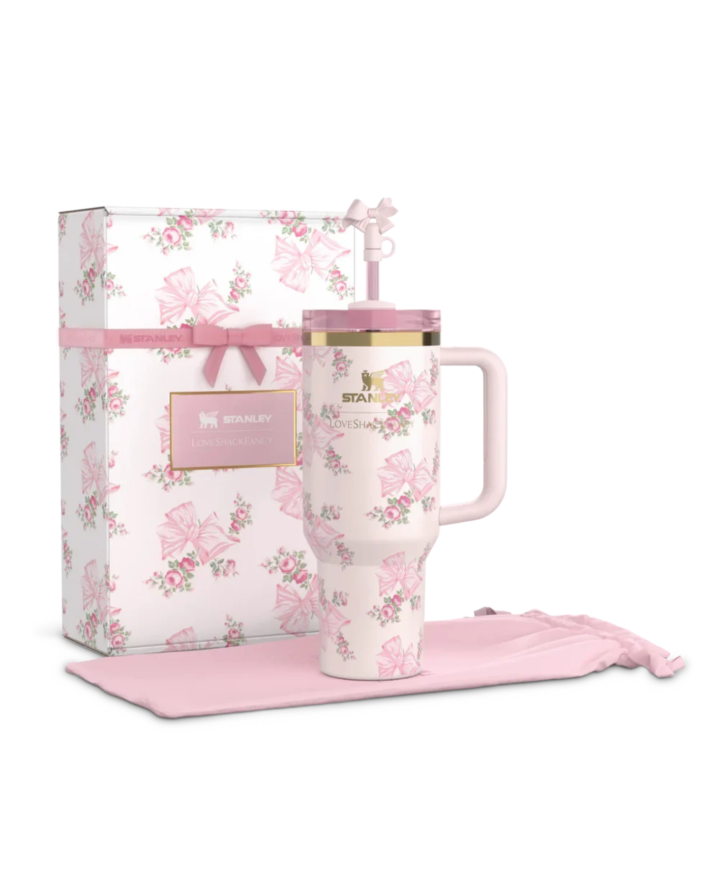 The Stanley X LoveShackFancy Holiday Quencher | 40 OZ - Rosa Beaux Pink