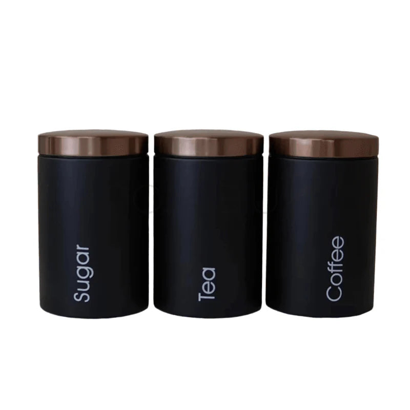 Metallic Canister Set With Rose Gold Lid