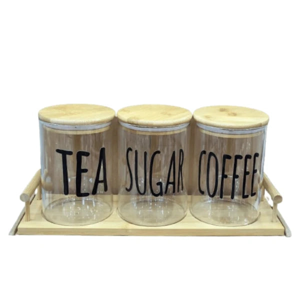 3 Piece Glass Jar With Bamboo Lid